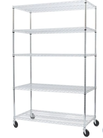 5-Tier/Row Wire Shelving on Wheels 24" W X 48" L X 72" H