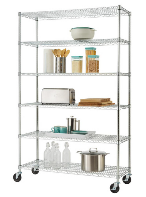 6-Tier/Row Wire Shelving on Wheels 18" W X 48" L X 72" H