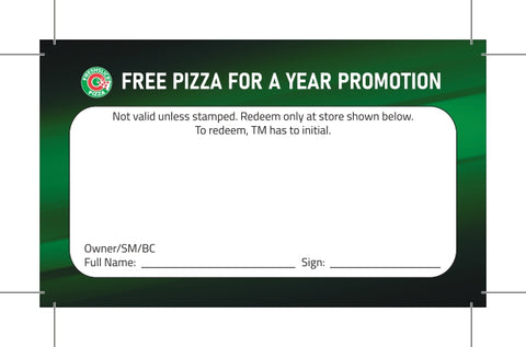 COUPON-FREE PIZZA FOR A YEAR-free for partners
