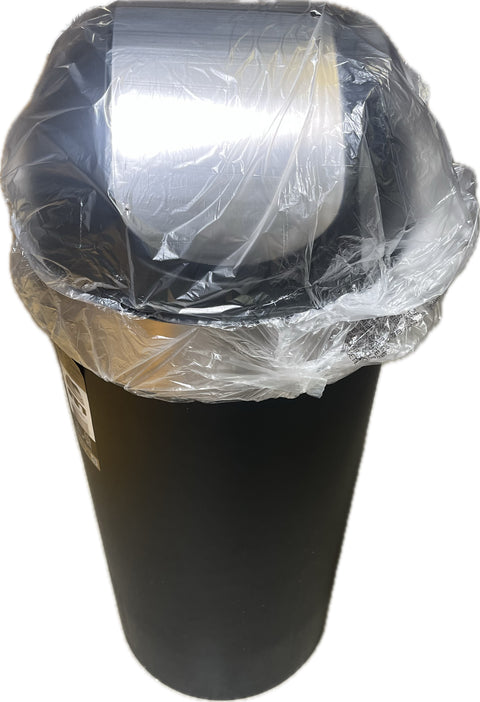 Washroom Garbage Container Round Small Black/Nickel